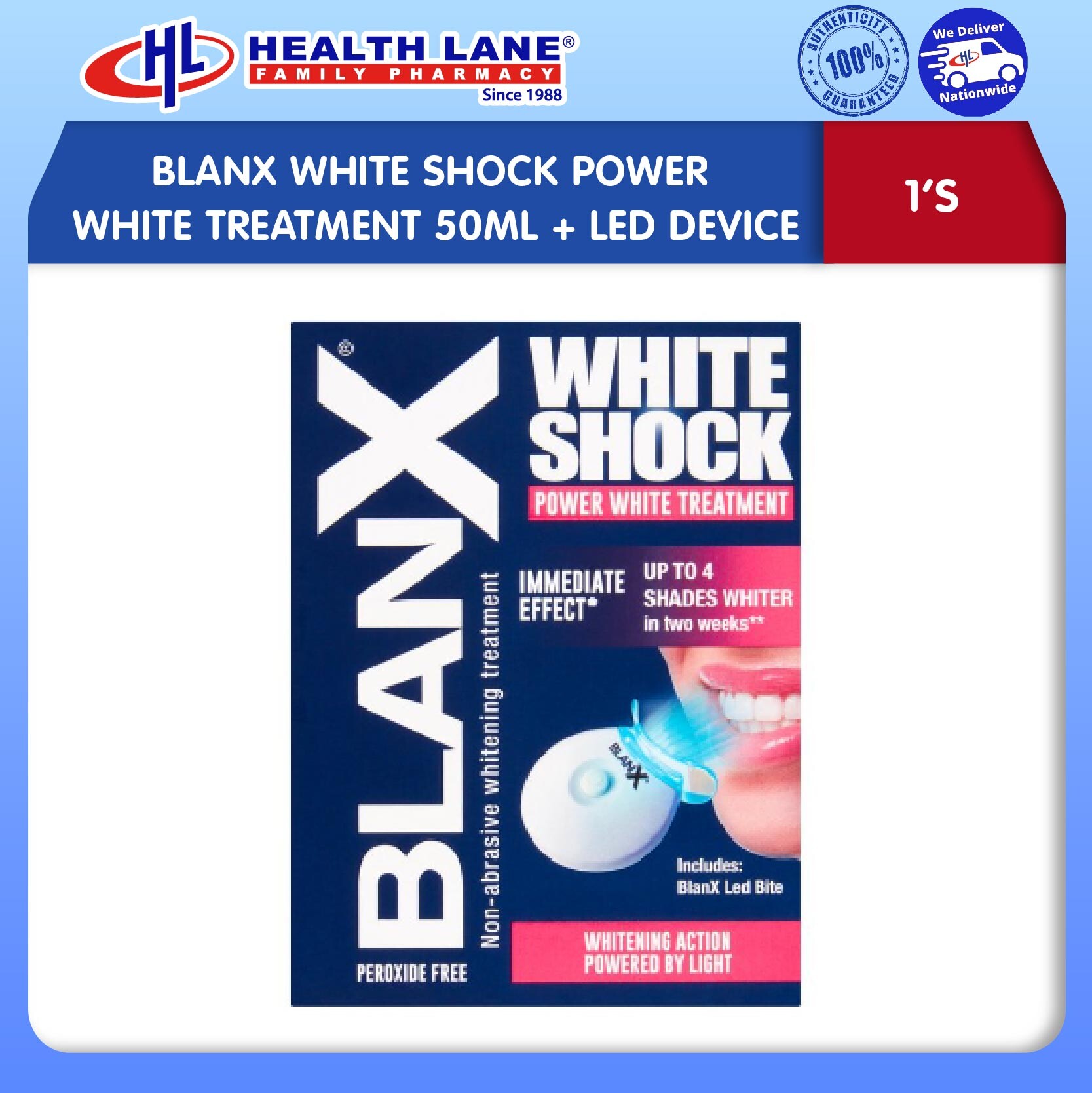BLANXPUTIHSHOCK POWERPUTIHRAWATAN (50ML) + LED DEVICE